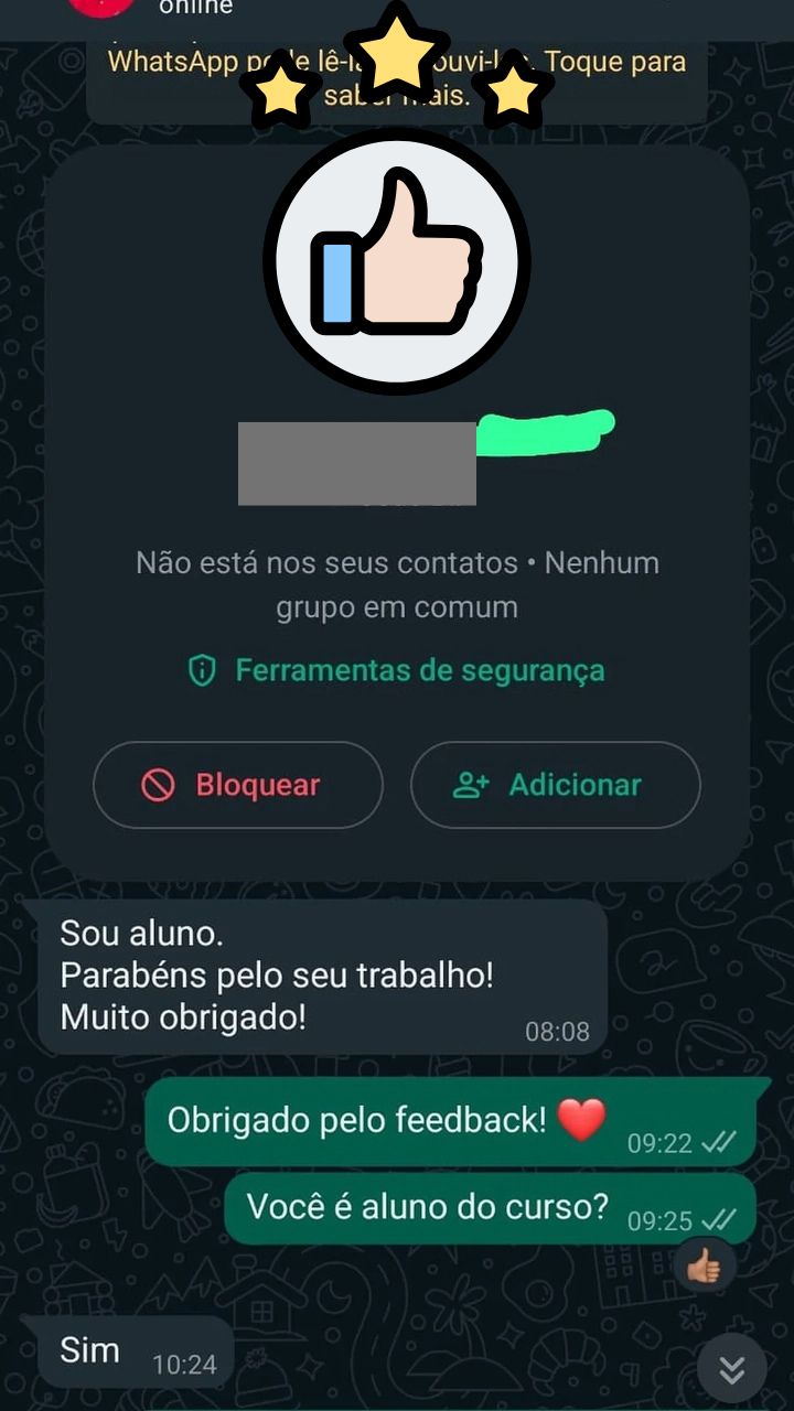 Print WhatsApp - agradecimento